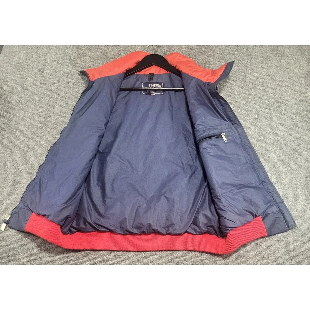 Vintage 1990s The North Face Chevron Goose Down Blue W/Red Puffer Vest Sz Large
